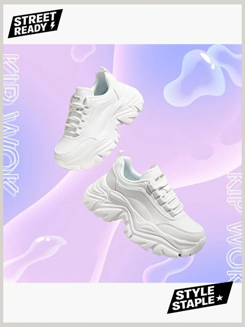 Chunky Platform Sneakers Comfortable Wedge Walking Shoes Lace-Up - Picture 4 of 7